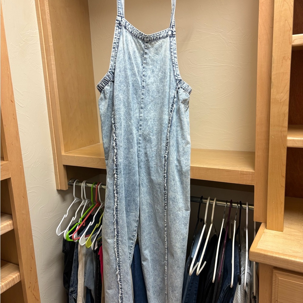 Light Acid Wash Denim Overalls